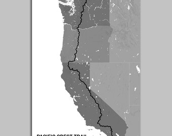 Pacific Crest Trail Map Art Print, Hiking Decor