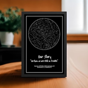 Mappa stellare personalizzata - Stampa personalizzata delle costellazioni, carta celeste per la prima notte di nozze, stelle del cielo notturno per data