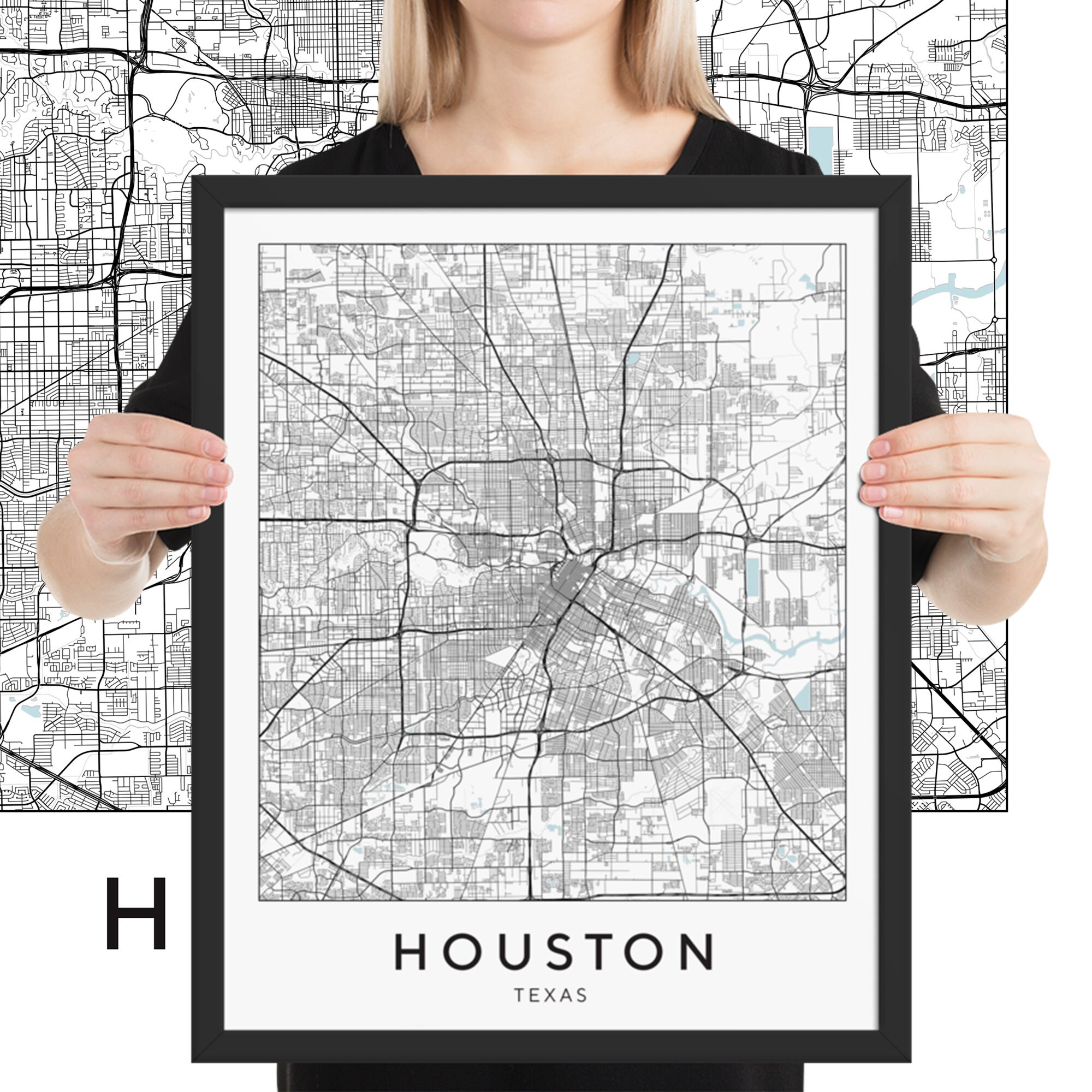 Houston Texas Street Map Art Print, Modern Home Decor - Etsy