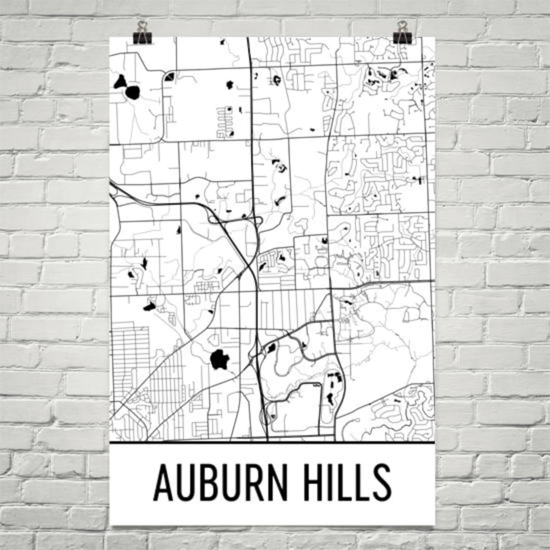 Auburn Hills MI Map, Auburn Hills Art, Auburn Hills Print, Auburn Hills