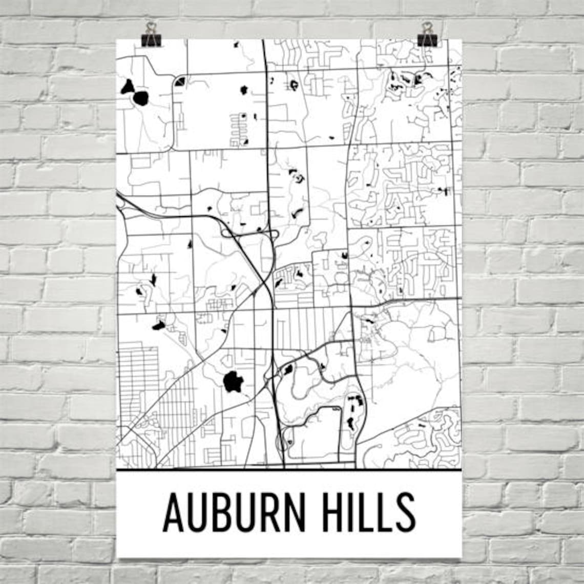 Auburn Hills MI Map Auburn Hills Art Auburn Hills Print  Etsy