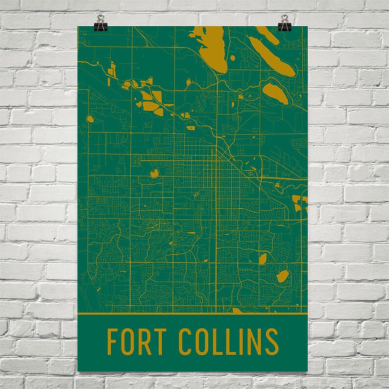 Fort Collins CO Map Fort Collins Art Fort Collins Print Etsy