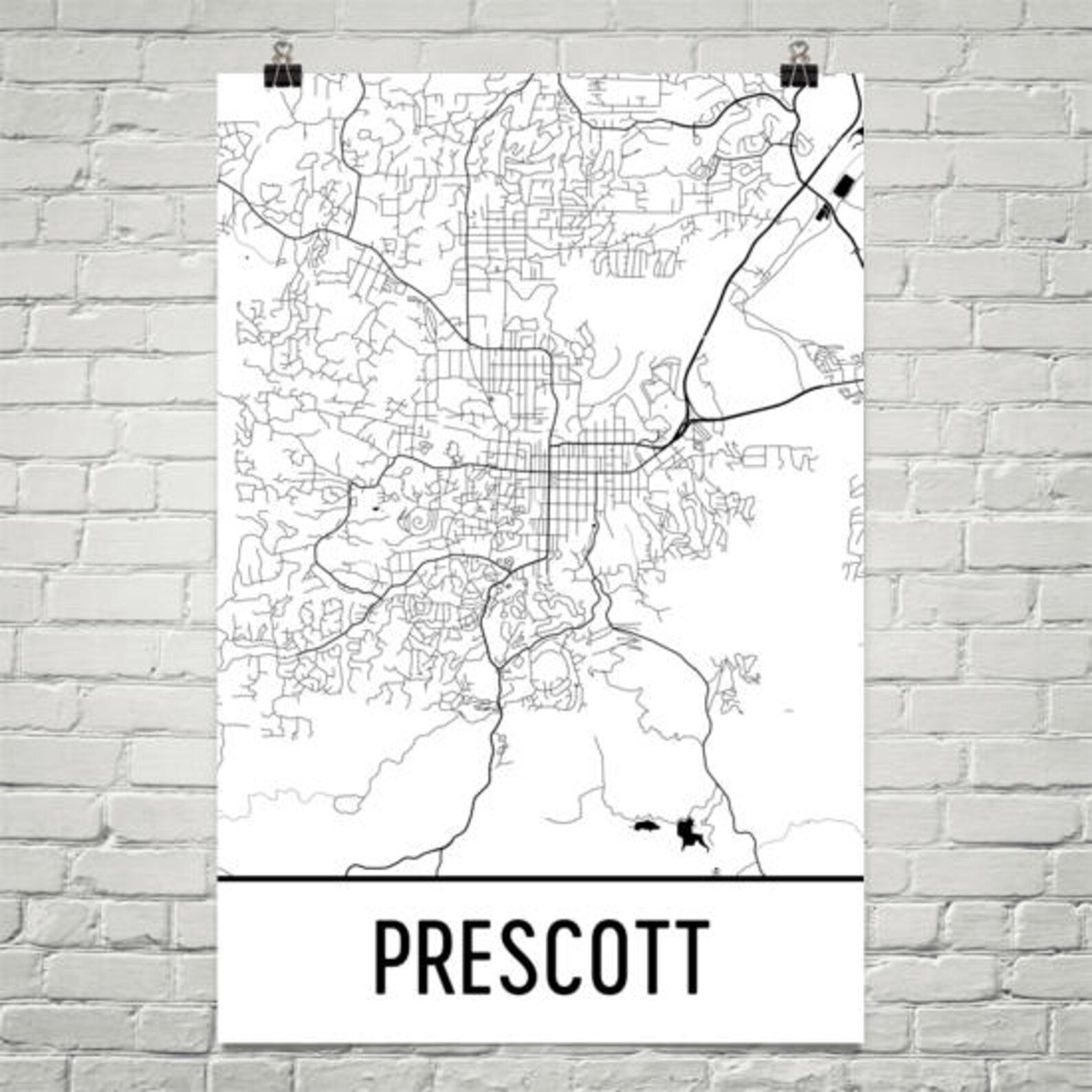 Prescott Map, Prescott Arizona Art, Prescott Print, Prescott Poster