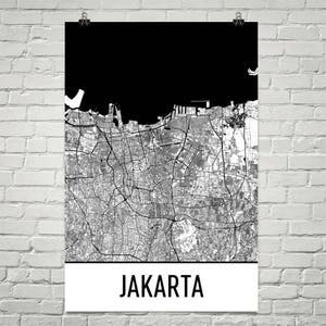 Jakarta Karte, Jakarta Kunst, Jakarta Druck, Jakarta Indonesien Poster, indonesische Wand Kunst, Indonesien Geschenk, indonesische Dekor, Indonesien Karte