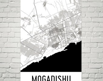 Mogadishu Somalia Map Art Print, City Street Poster