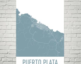 Puerto Plata Map Print, Dominican Republic Wall Art