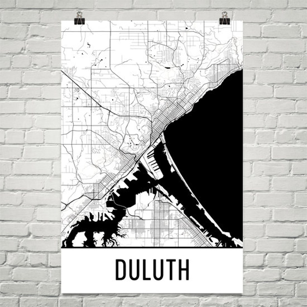 Duluth Map, Duluth MN Art, Duluth Print, Duluth Minnesota Poster