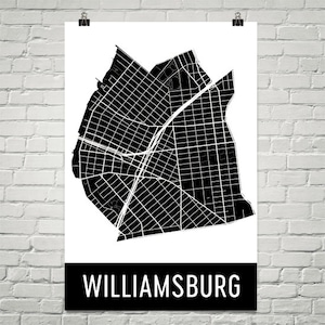 Williamsburg Map, Williamsburg Art, Williamsburg Print, Williamsburg NY Poster, Williamsburg Wall Art, Map of Williamsburg, Gift, Art