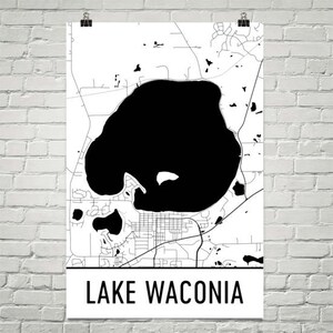 Lake Waconia Minnesota, Lake Waconia MN, Minnesota Art, Minnesota Decor, Lake Map, Waconia MN Lake, Cottage Decor, Minnesota Map