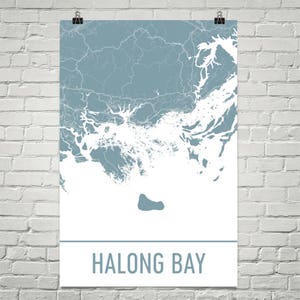 Carte de la baie d’Halong, Art de la baie d’Halong, impression de la baie d’Halong, baie d’Halong Vietnam affiche, cadeaux du Vietnam, carte du Vietnam, Vietnam affiche, Decor vietnamien