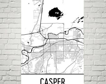 Casper Map, Casper WY Art, Casper Print, Casper Wyoming Poster, Casper Wall Art, Map of Wyoming, Wyoming Gifts, Wyoming Decor, Wyoming Art