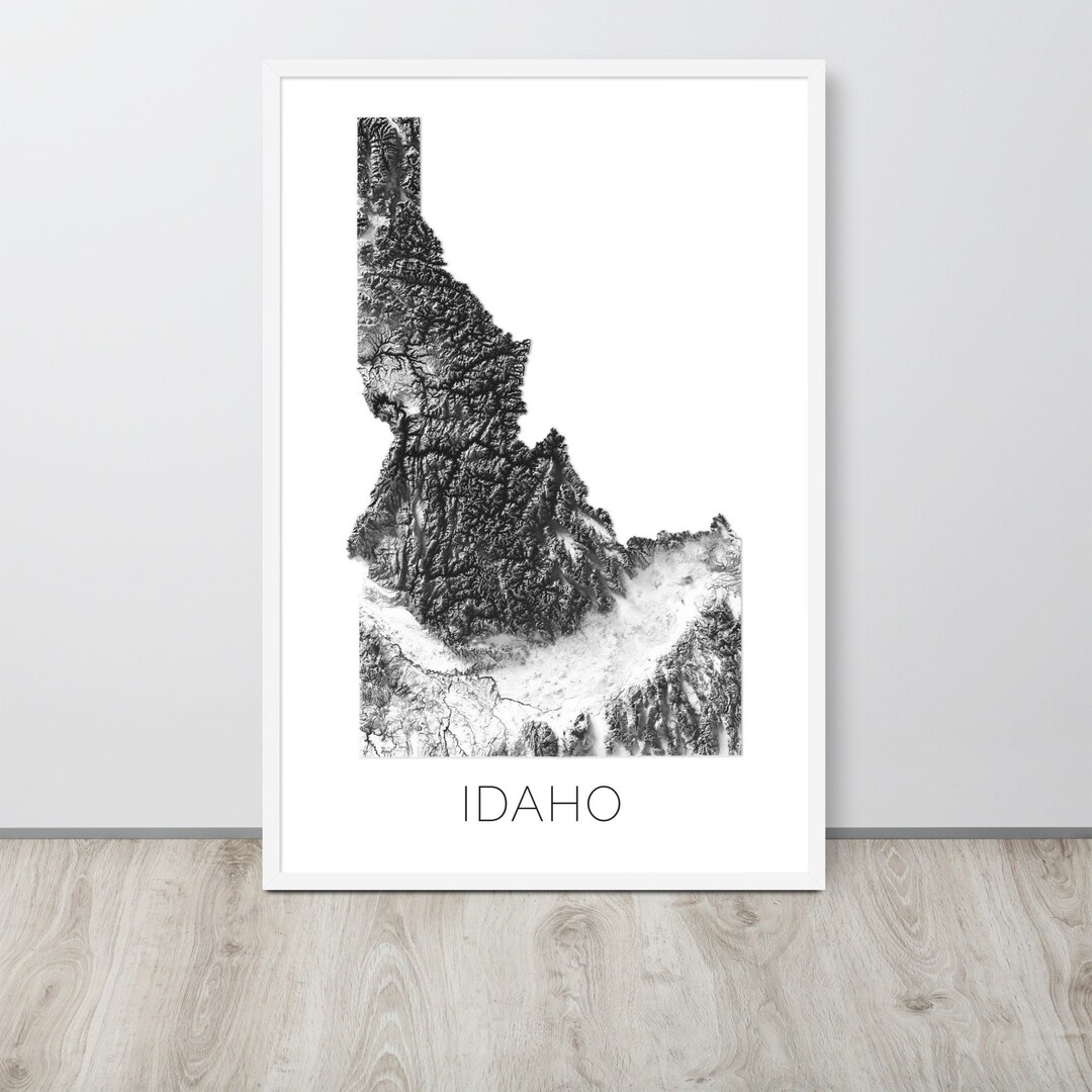 Idaho Topographic Map, Map of Idaho, ID Map, Idaho Decor, Idaho Wall