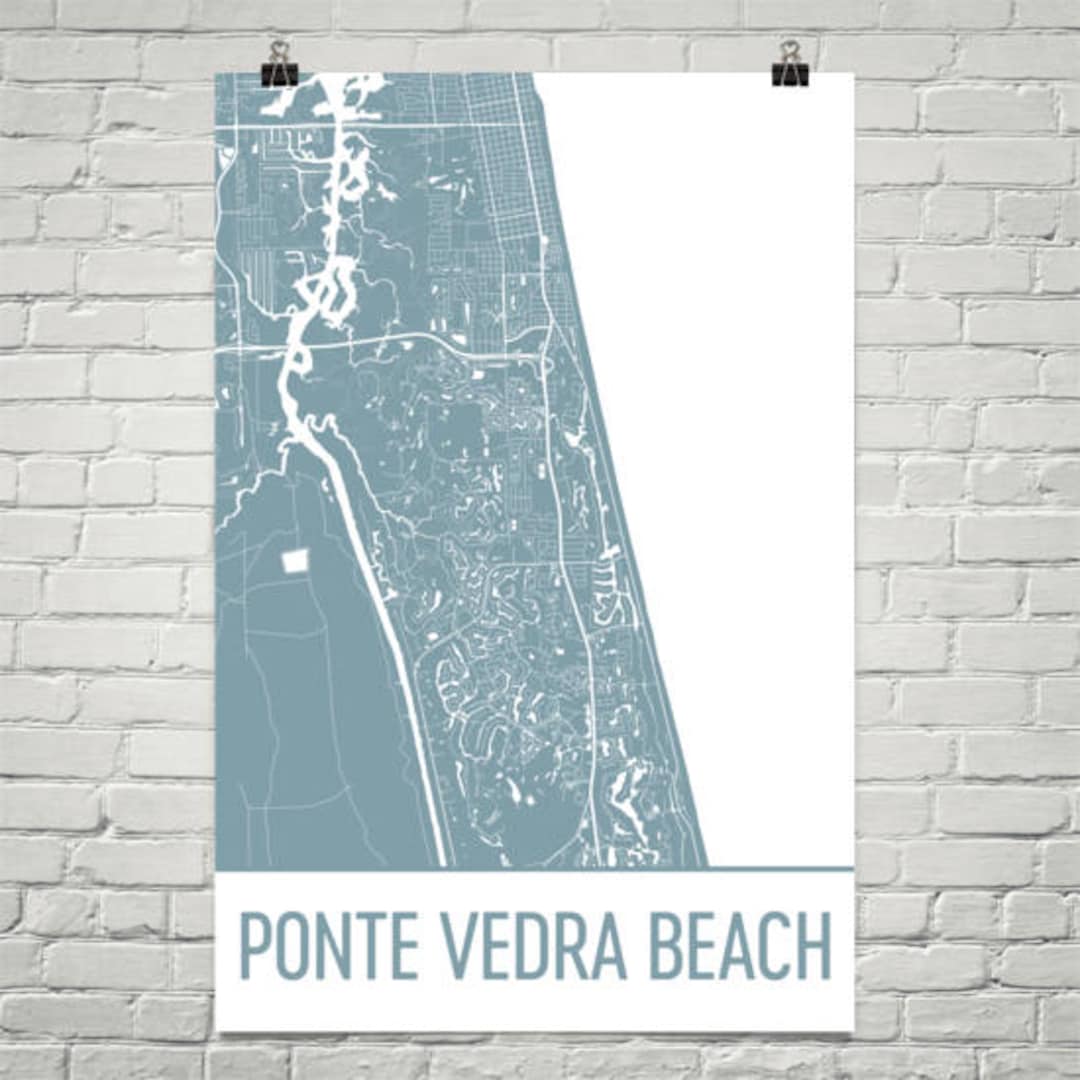 Ponte Vedra Beach Map, Ponte Vedra Beach Art, Ponte Vedra Beach Print