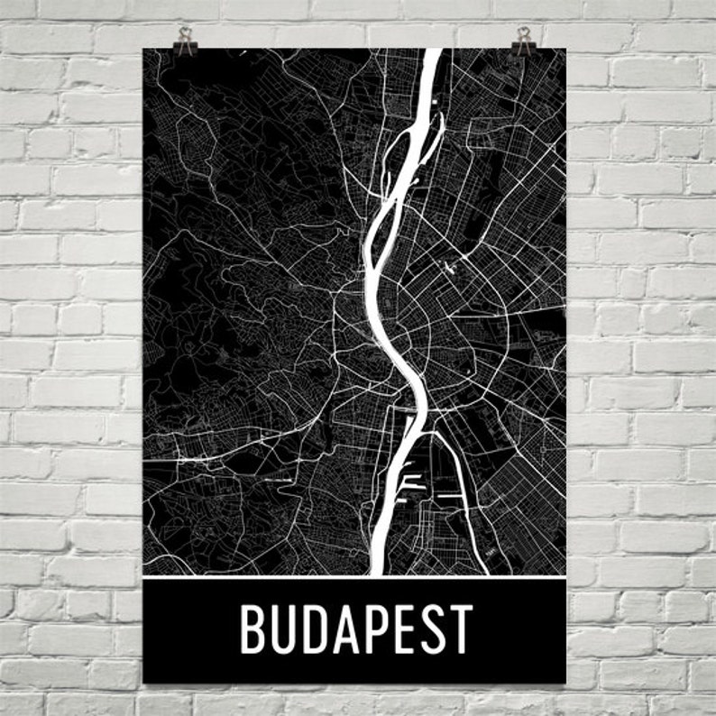 Budapest Map Budapest Poster Budapest Art Print Budapest Etsy