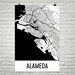 Alameda Map, Alameda Art, Alameda Print, Alameda CA Poster, Alameda ...