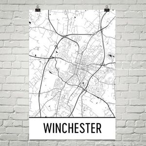 Winchester Map, Winchester Art, Winchester Print, Winchester VA Poster, Winchester Wall Art, Gift, Map of Virginia, Virginia Poster, Decor