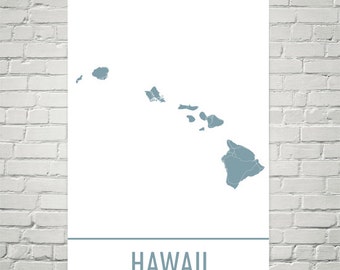 Stampa artistica della mappa delle Hawaii: poster moderno con mappa stradale