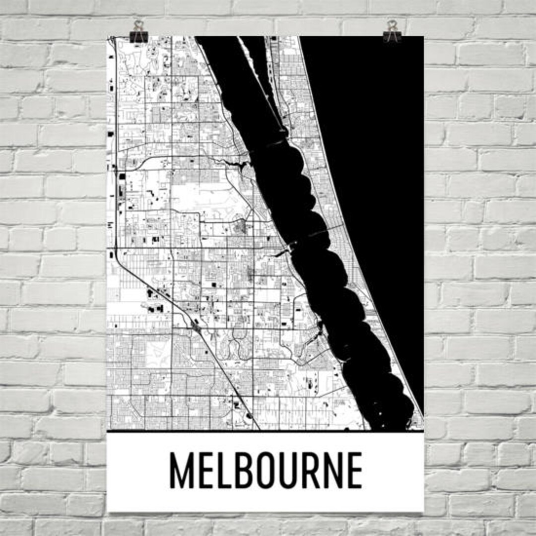 Melbourne Map, Melbourne Art, Melbourne Print, Melbourne FL Poster ...