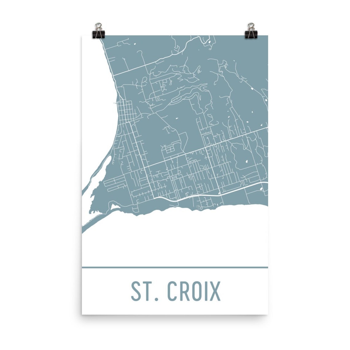 St. Croix Map St. Croix Art St. Croix Print St. Croix Etsy
