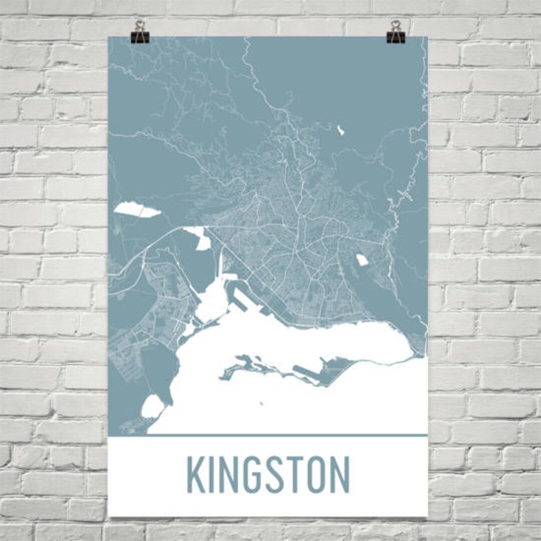 Kingston Map, Kingston Art, Kingston Print, Kingston Jamaica Poster