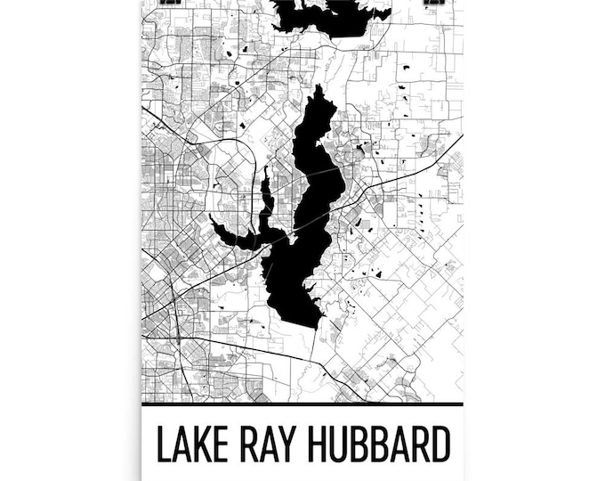Lake Ray Hubbard Texas Lake Ray Hubbard TX Dallas Texas Map Etsy