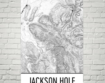 Jackson Hole Topographic Map Print: Grand Teton National Park Art