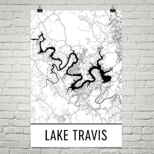 Lake Travis Texas, arte de Austin, Austin mapa, Lake Travis TX Texas arte, Asutin Decor, mapa de lago, lago de Austin TX, mapa de Texas, Austin Print