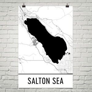 Salton Sea Californië Salton Sea CA, Californië woestijn, Coachella Valley, Lake kaart, Salton Sea Art, Californië Art, Californië meren, kunst