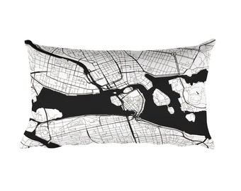 Stockholm Map Pillow: Modern City Street Art Throw Pillow