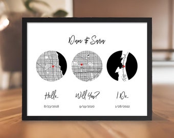 Personalized Paper 1-Year Anniversary Map Art