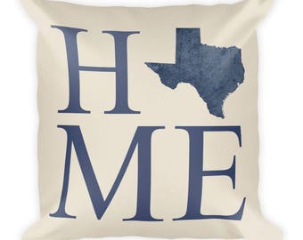 Texas Home Throw Pillow, USA Made, Texas Map Art
