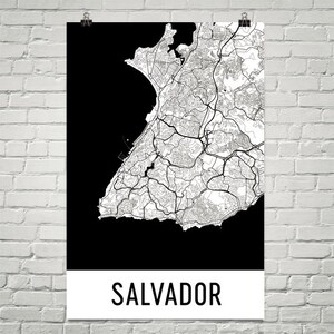 Salvador Karte Salvador Kunst Salvador Druck, Salvador Brasilien Poster, Salvador Wandkunst, Salvador Geschenk, Salvador Dekor, Salvador Karte Kunst