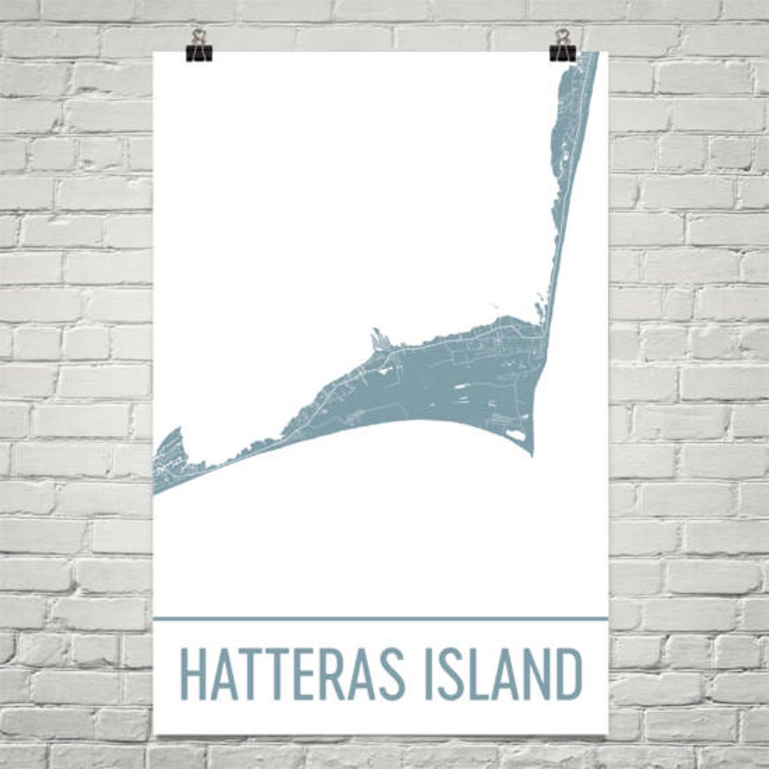 Cape Hatteras Map, Cape Hatteras Art, Hatteras Island Print, Hatteras ...