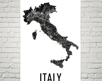 イタリアのストリートマップアートプリント：モダンなイタリアンインテリア