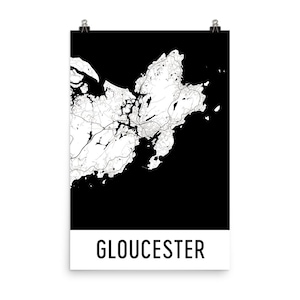 Gloucester Map, Gloucester Art, Gloucester Print, Gloucester MA Poster, Gloucester Wall Art, Map of Gloucester, Gloucester Gift, Decor, Map
