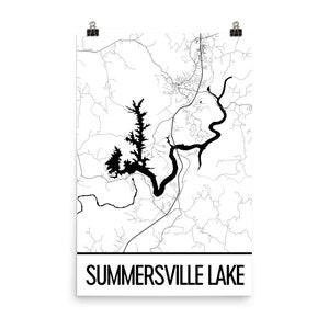 Summersville Lake West Virginia, Summersville Lake WV, Summersville Lake Map, West Virginia Map, Lake Map, Summersville Lake Art