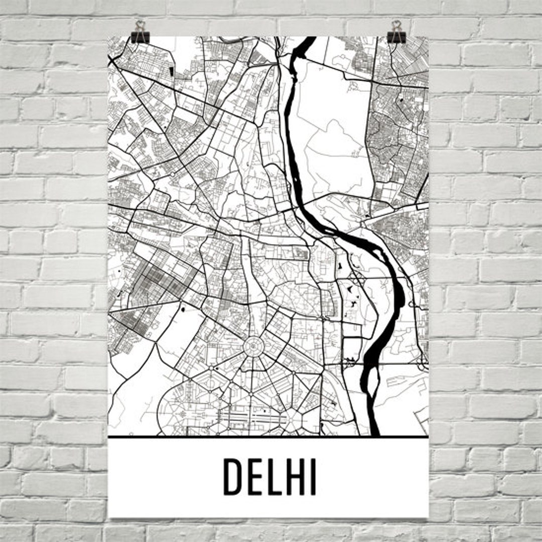 Delhi Map Delhi Art Delhi Print Delhi India Poster Delhi - Etsy