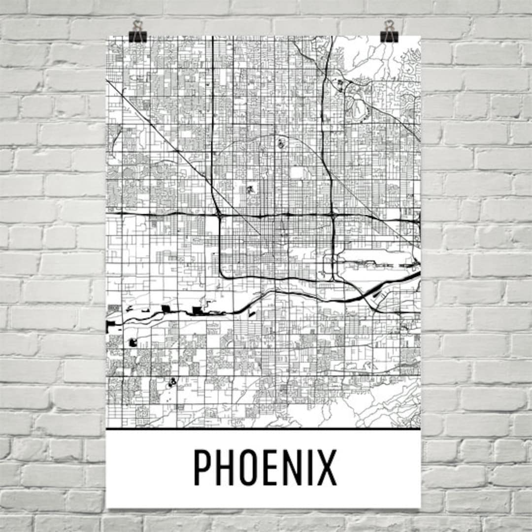 Phoenix Map, Phoenix Art, Phoenix Print, Phoenix AZ Art Poster, Phoenix