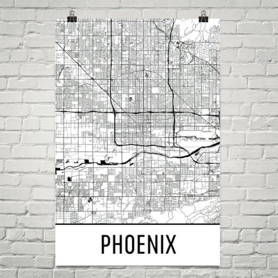 Phoenix Map Phoenix Art Phoenix Print Phoenix AZ Art - Etsy