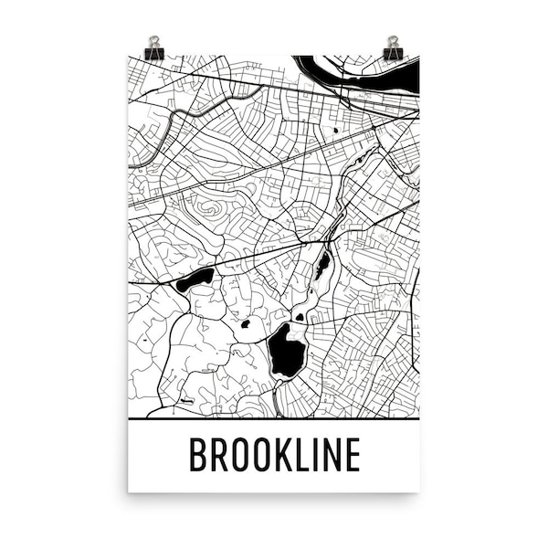 Brookline Map, Brookline Art, Brookline Print, Brookline MA Poster, Brookline Wall Art, Map of Brookline, Brookline Gift, Brookline Decor