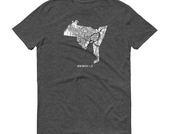 New Haven CT-karta T-shirt: Yale University-gåva
