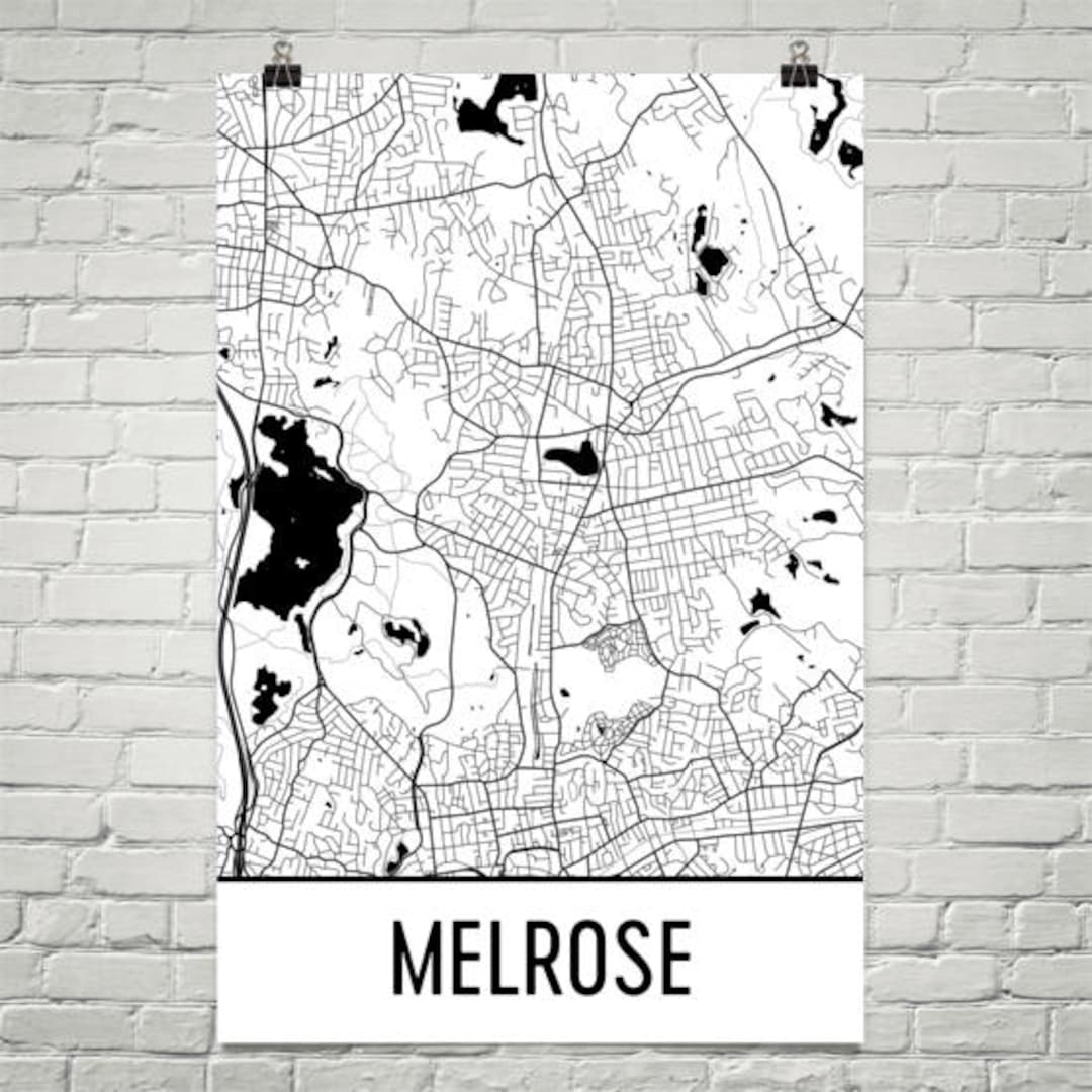Melrose MA Map, Melrose Massachusetts Art, Melrose Print, Melrose
