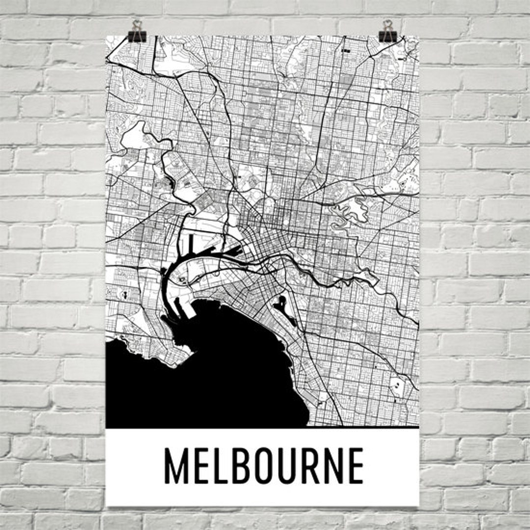 Melbourne Australia Map Art Print: Modern City Street Design - Etsy
