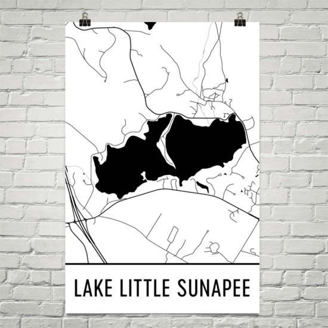 Lake Little Sunapee NH Lake Sunapee New Hampshire NH Map Etsy