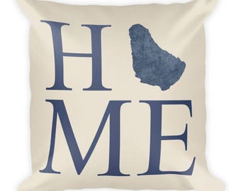 Barbados Map Pillow, Island Home Decor, Throw Cushion