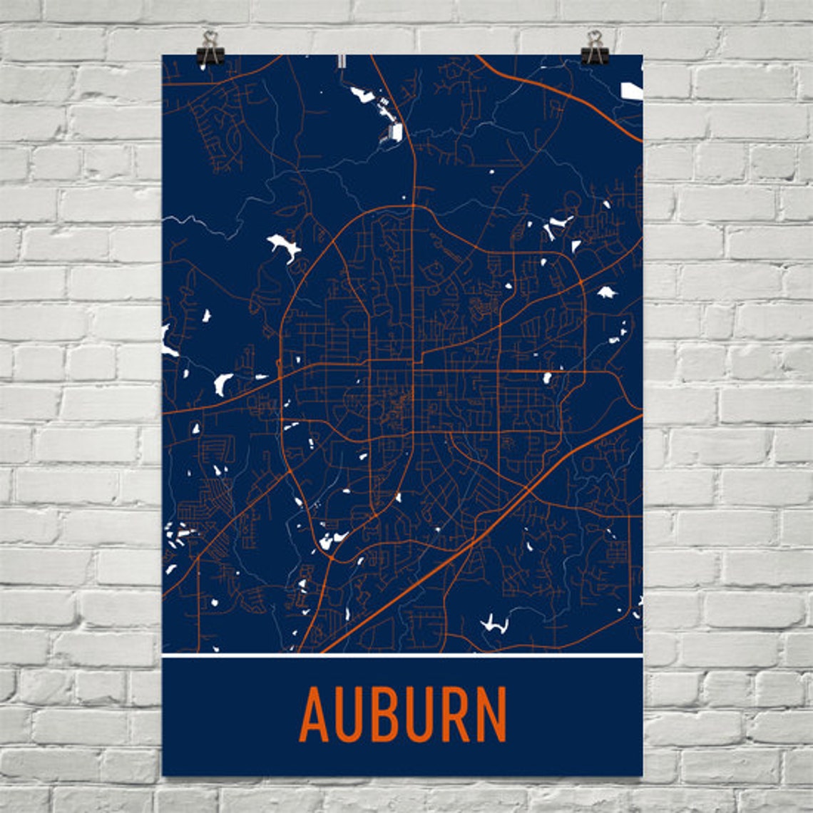 Auburn Map Auburn Art Auburn Print Auburn AL Art Poster Etsy