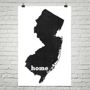 New Jersey Home, New Jersey State, Map of New Jersey, New Jersey Wall Art, New Jersey Gift, Map, Art, Print, Art, Sign, Decor, Poster