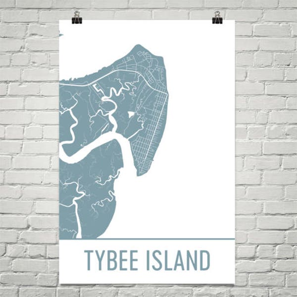 Tybee Island Map, Tybee Island Art, Tybee Island Print, Tybee Island Georgia Poster, Map of Georgia, Georgia Poster, Beach Print