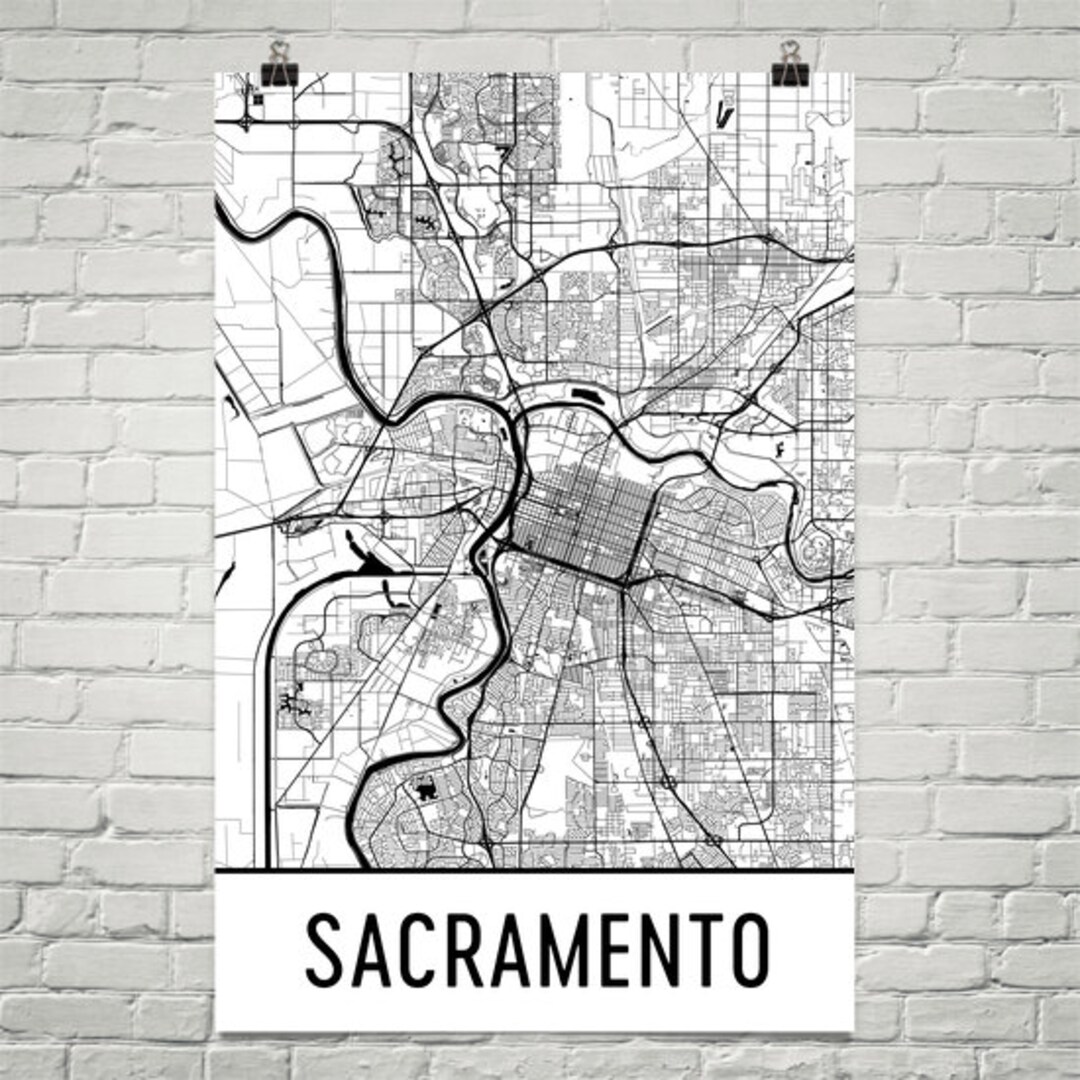 Sacramento Map, Sacramento CA Art, Sacramento Print, Sacramento CA