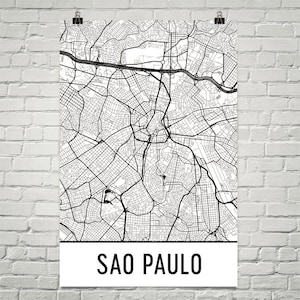 Mapa de São Paulo, Arte de São Paulo, Impressão de São Paulo, Pôster de São Paulo Brasil, Impressão de São Paulo, Arte de parede de São Paulo, Presente de São Paulo, Decoração de São Paulo